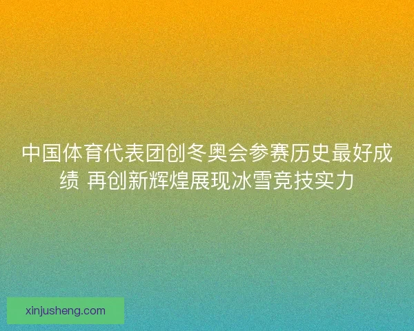 中国体育代表团创冬奥会参赛历史最好成绩 再创新辉煌展现冰雪竞技实力