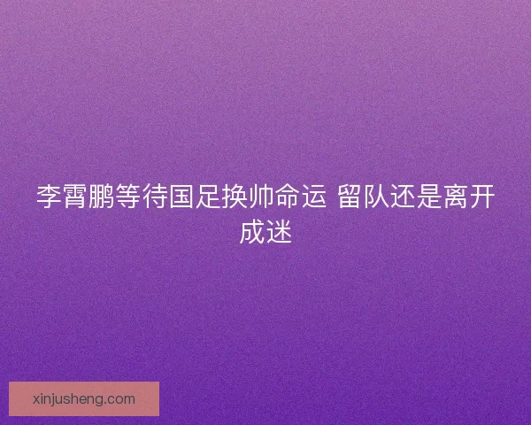 李霄鹏等待国足换帅命运 留队还是离开成迷